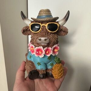 Hobby Lobby Tropical Highland Cow Figurine with Sunglasses